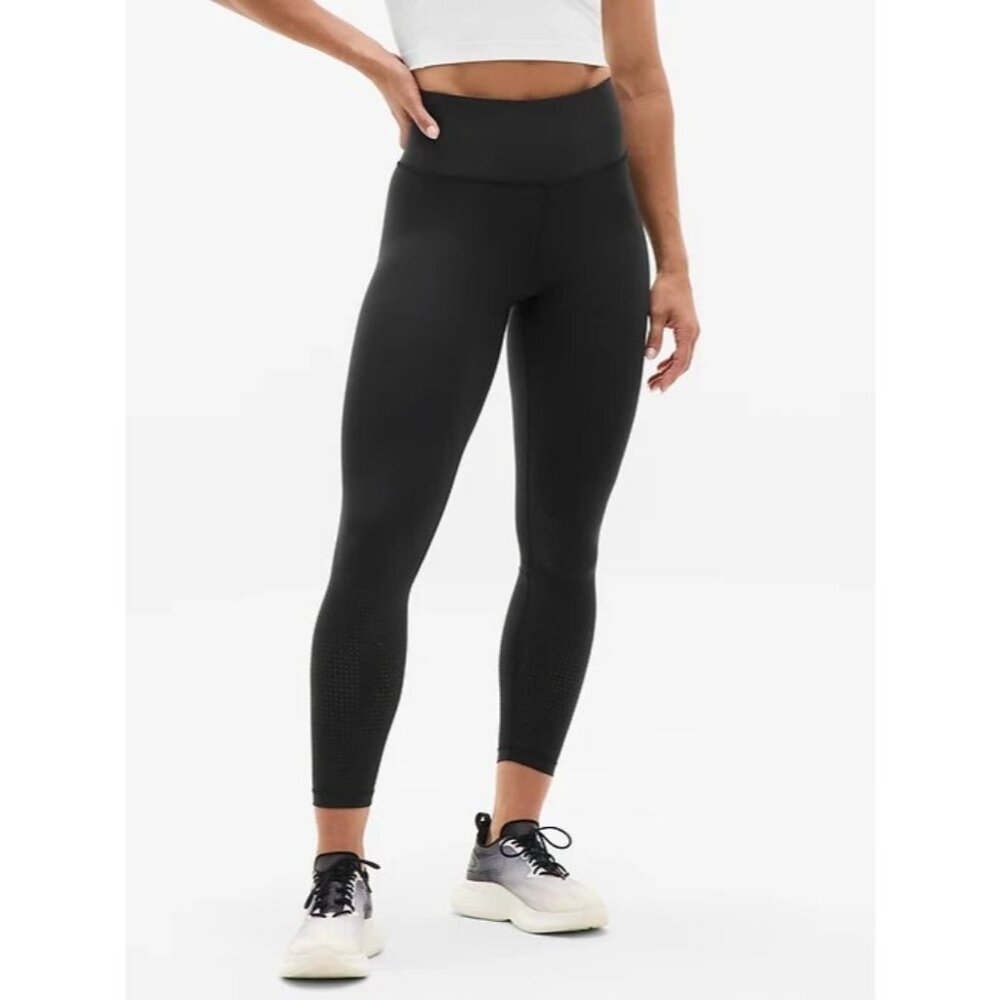 New Athleta S Interval Perforated Black Leggings Small Regular